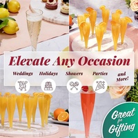 Flûte à champagne jetable en plastique doré scintillant de 4,5 oz, verre à usage unique pour fêtes, événements et mariages, gobelet en plastique détachable