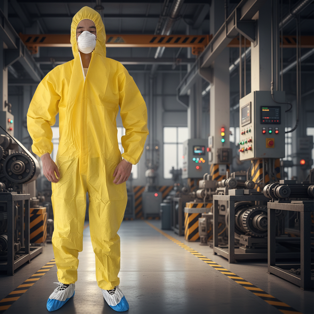 Junlong Factory of Type 5/6   Waterproof Disposable Microporous Coverall With Hoods