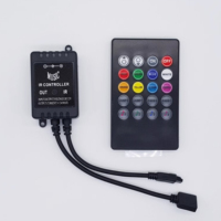 Controlador de tira de LED RGB Sincronización de música Control de voz 20 teclas Control remoto IR DC12V USB Solución de iluminación compatible con ritmo de bajo voltaje