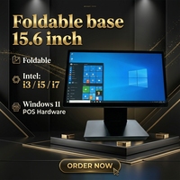 Système de caisse enregistreuse Android pliable de 15,6 pouces avec 4 Go de RAM et 64 Go de SSD, 2e écran 8/VFD220/11,6 pouces