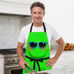 Tablier en jean sublimé personnalisé avec logo, bretelles croisées et sangle de cou réglable, lavable, design couleur vive, tabliers de sublimation - Product Image 2