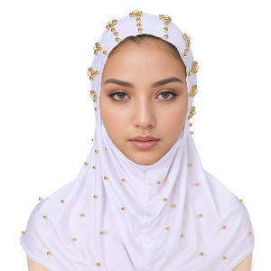レディースHijabs用CCYターバンイスラム教徒女性インナーキャップヒジャブ16色無地真珠装飾付きヒジャブを着用する準備ができてインスタントターバン - Product Image 6