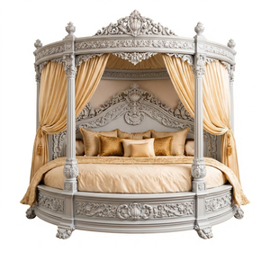 Luxury King Size Round <b>Canopy</b> Bed Emperor's Round <b>Canopy</b> Bed for Princess Luxury Solid Wood Circular <b>Canopy</b> Bed for <b>Master</b> Bed - Product Image 4