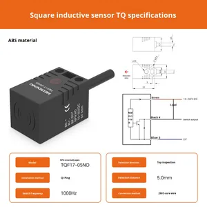 Akusense Cảm biến tiệm cận cảm ứng TQF18-05NO vuông <span class=keywords><strong>ABS</strong></span> cơ thể IP67 không thấm nước niêm phong tích hợp nhà ở 5-24V NPN PNP 5-8mm - Product Image 6