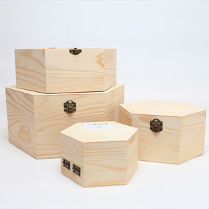 Caja de Almacenamiento de Madera de Pino, Hexagonal, con Cerradura, para Regalos y Manualidades, Personalizada, Forma Rectangular - Product Image 1