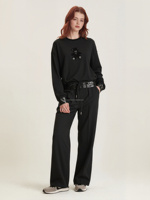 Ensemble 2 pièces pour femme : Sweat-shirt en coton 300g avec broderie 3D et imprimé animal en relief, et pantalon décontracté à jambe droite – Meilleure vente, Tendance