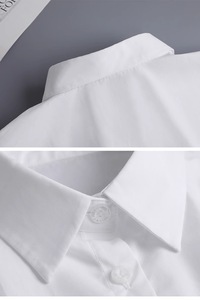 Camisa de punto formal de negocios para hombre y <span class=keywords><strong>mujer</strong></span>, con <span class=keywords><strong>cuello</strong></span> de algodón, solapa y botones, en colores sólidos negro y blanco, versátil y decorativa. - Product Image 4