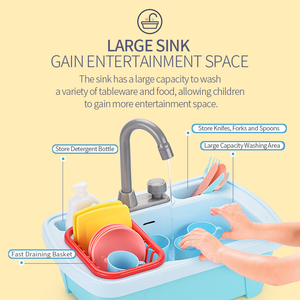 Ensemble de cuisine en plastique pour enfants, jeu de simulation, robinet réel, jouet de lavage, jeu de rôle, évier électrique jouet - Product Image 5