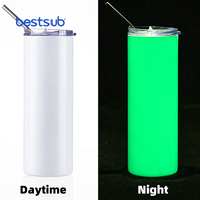 BestSub 20oz vente en gros gobelet sous vide en acier inoxydable lueur dans le noir Sublimation droite changement de couleur en vrac