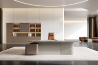 Bureau de direction en bois en forme de L, moderne, haut de gamme, sur mesure, vente directe d'usine de meubles