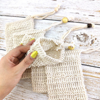 Sac de douche exfoliant en sisal naturel, écologique et biologique, en maille, pour le nettoyage en gros