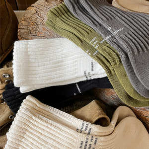 Calcetines de Hombre, Tejido de Punto, Algodón Transpirable, Uso Diario, Estilo Otoñal, Largo al Tobillo, Blanco, Negro, Verde Oliva, Gris, Beige - Product Image 5