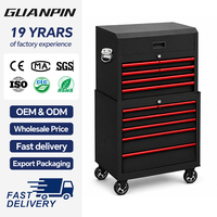 Armoire à outils roulante en acier robuste Guanpin avec roulettes verrouillables, glissières à roulements à billes, capacité de charge de 250 kg, classique