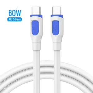 Miccell PD 60W Type C to type C fast charging data cable trending thick soft od 5.8mm data cable 1m type c usb 3.0 60W pd cable