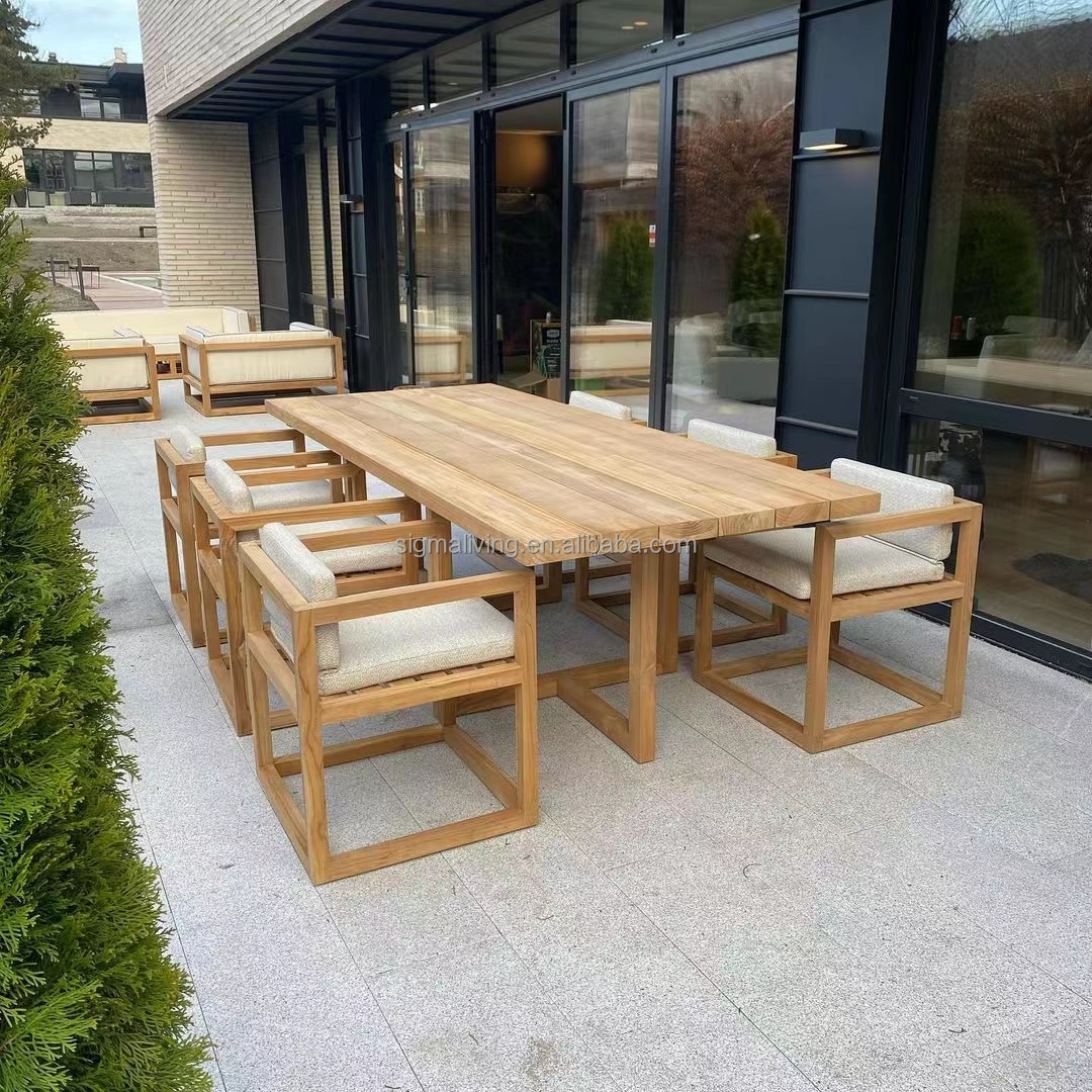 SIGMA Teak Wood Rectangular TableOutdoor Outdoor Dining Set 10 Seat Dining Table And Chair Sets