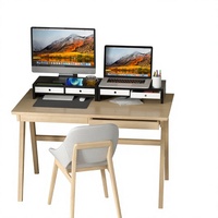 Support d'écran d'ordinateur rectangulaire en bambou, support réglable en hauteur pour salon, étagère de rangement pour clavier, rangement multifonctionnel