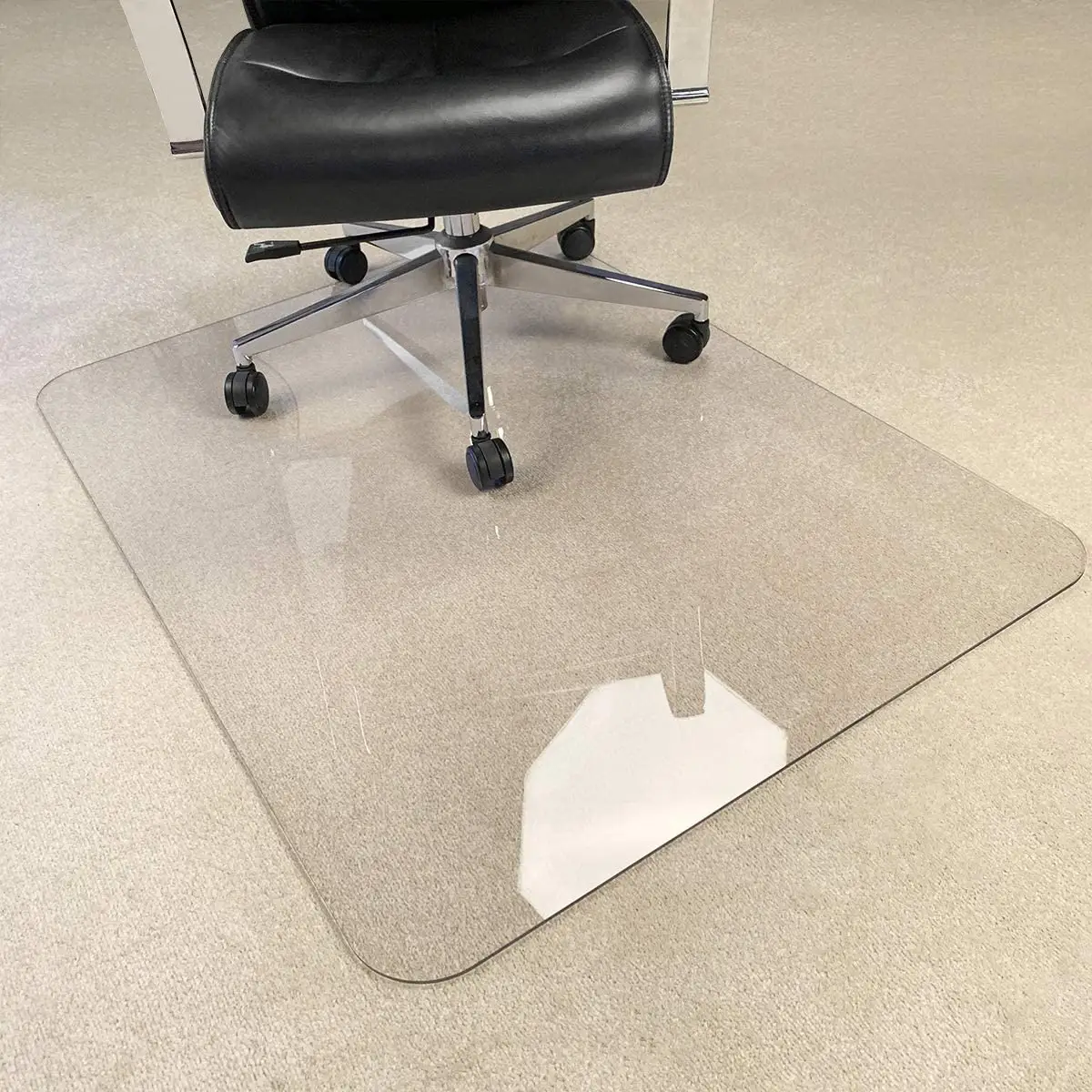 Transparent Square Round Corner Tempered Glass Floor Mats Chair Mat With Beveled Edge For Carpet Wooden Floor