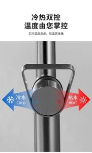 Grifo de Cocina Mezclador de <span class=keywords><strong>Agua</strong></span> Fría y Caliente con Núcleo de Latón, Diseño Contemporáneo, Fácil de Limpiar, Color Gris Metálico, Extraíble - Product Image 5