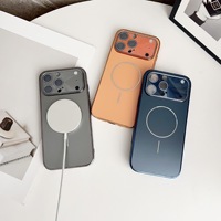 Coque de téléphone portable en PC givré électroplaqué, magnétique, anti-traces de doigts, compatible avec la charge sans fil, antichoc, protection de l'appareil photo