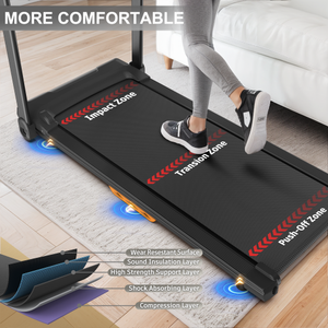 Tapis roulant pliable pour la maison avec 12 programmes intégrés, écran LED, affichage du temps, vitesse, distance, calories, touche d'arrêt d'urgence, pliage à plat - Product Image 5