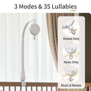 Portable Sound Machine Baby Music Box Spinner avec 3 Modes Baby <span class=keywords><strong>Mobile</strong></span> Music Box Crib <span class=keywords><strong>Mobile</strong></span> Motor - Product Image 4