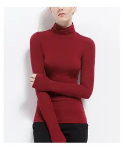 2020 חדש סגנון צב צוואר חדש מוצק צבע ארוך שרוול סקסי נקבה גבוהה צוואר חולצה מכירה לוהטת מזדמן אופנה בגדים