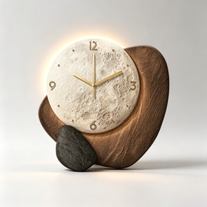 Orologio <span class=keywords><strong>da</strong></span> <span class=keywords><strong>Parete</strong></span> Artistico con Superficie Lunare e Retroilluminazione LED - Grande, Moderno, con Texture in Pietra, Adatto per Soggiorno e Camera <span class=keywords><strong>da</strong></span> Letto - Product Image 2