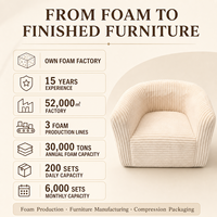 Fauteuil de dortoir en velours côtelé à mousse compressée, emballé sous vide, sans structure, pour chambre à coucher et petit appartement - Vente en gros