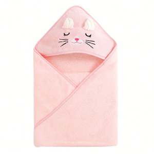Wholesale Coral Fleece Kid Bath Towel Plain Cartoon Character Hooded Newborn <b>Swaddle</b> <b>Blanket</b> - Product Image 3