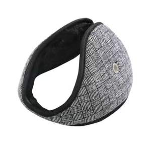 Orejeras gruesas a prueba de viento con forro polar cálido para hombre, orejeras de una pieza con diseño a cuadros para invierno, compatibles con audífonos montados en la parte posterior. - Product Image 2