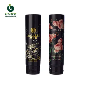 180ml 6 oz 블랙 플라스틱 튜브 포장 바디 로션 용 화장품 튜브 포장