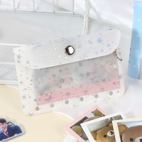 Porte-monnaie PVC multicolore transparent/effet laser, pochettes à 6 trous pour classeur, fermeture à bouton-pression, porte-cartes transparent, pochette porte-clés
