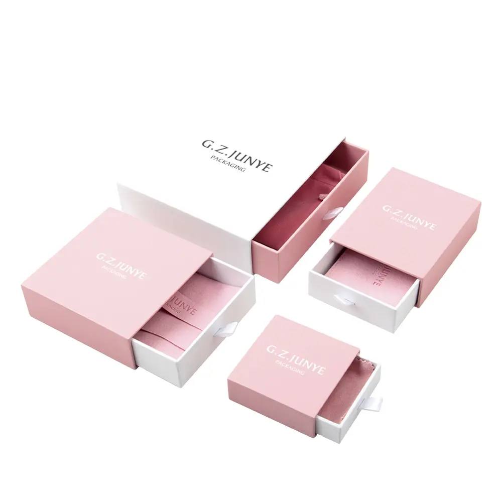 cardboard pink drawer jewelry gift boxes custom high end small pink paper ring jewelry box with logo luxury