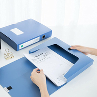 AFFISURE-caja rectangular de plástico con tapa para documentos, estuche de almacenamiento de documentos para oficina y escuela, tamaño A4, azul, PP