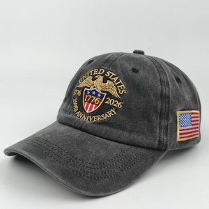 Gorras de Béisbol Patrióticas Americanas con el 250 Aniversario de EE. UU., Diseño Retro en Relieve, Ajustables, con el Águila Calva, de Algodón - Product Image 1