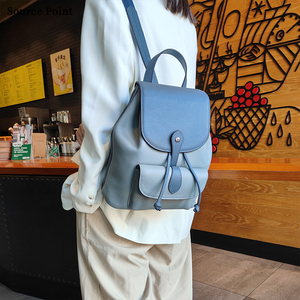 Eleganti Borse da Esterno con Doppio Cinturino e Coulisse in Vera <span class=keywords><strong>Pelle</strong></span> Bovina per <span class=keywords><strong>Donna</strong></span>, <span class=keywords><strong>Zaino</strong></span> in <span class=keywords><strong>Pelle</strong></span> da <span class=keywords><strong>Donna</strong></span> a Contrasto di Colore - Product Image 1
