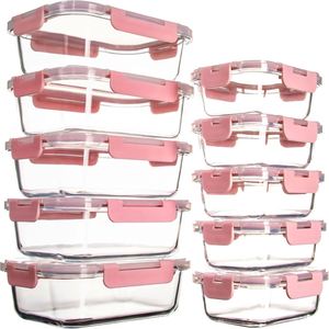 10 PCS BPA-Free Dishwasher Safe <b>Glass</b> Storage Containers with Microwavable Lids for Kitchen Food Prep & Lunch - Product Image 1