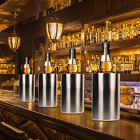 Bacs à boissons modernes en métal Grand seau à glace à double paroi en acier inoxydable pour la fête, la vodka, le champagne, la bière et le vin