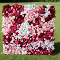 EG-PW02 8 pieds * 8 pieds Photobooth Magnifique Mur de fleurs artificielles en soie rose bébé unique et moderne pour la fête prénatale
