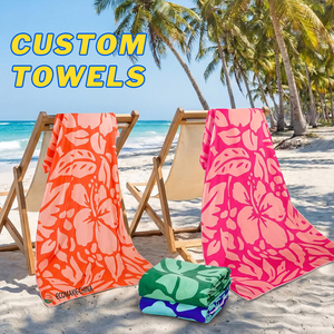 Serviettes de plage en microfibre EM Factory Sales, douces, absorbantes, séchage rapide, impression personnalisée, serviettes OEM anti-sable pour piscine - Product Image 1