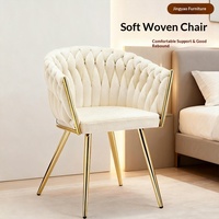 Chaise de salle à manger, de maquillage ou de réunion, style moderne et simple, en velours léger et luxueux, avec rembourrage doux et structure métallique, pour la maison, le café ou les espaces décontractés.
