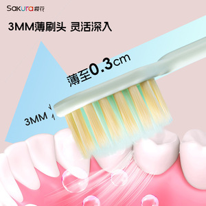 Brosse à dents Sakura à poils souples, couleur bonbon, brosse à dents manuelle pour adultes, boîte de 4 pièces - Product Image 4