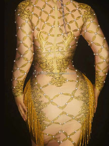 Traje Brillante De plata con flecos para espectáculo, modelo de celebridad, bar, rave, dancer, club de escenario, <span class=keywords><strong>dj</strong></span>, ds - Product Image 5