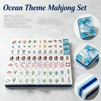 Tuiles de Mahjong Thème Vie Marine avec Joker Sirène - Ensemble de Jeu de Mahjong Nautique pour Cadeau, Mahjong Plage Océan pour Femmes, Hommes et Amateurs de Jeux