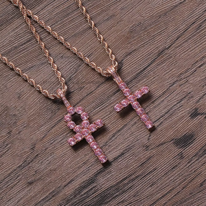 rose <b>cross</b> pendant, hip hop simple and versatile life charm, zirconium <b>cross</b> necklace. - Product Image 3