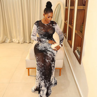 Robe tendance 2026 pour femme, coupe droite, style jupe, avec blocs de couleur, col rond et manches longues