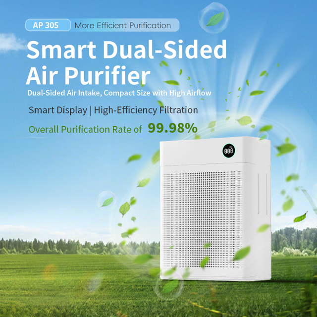 Tuya WiFi Smart Home Air Purifier for Small Rooms Portable HEPA UVC Filter Removes Odors Smoking Pet Air Purifier