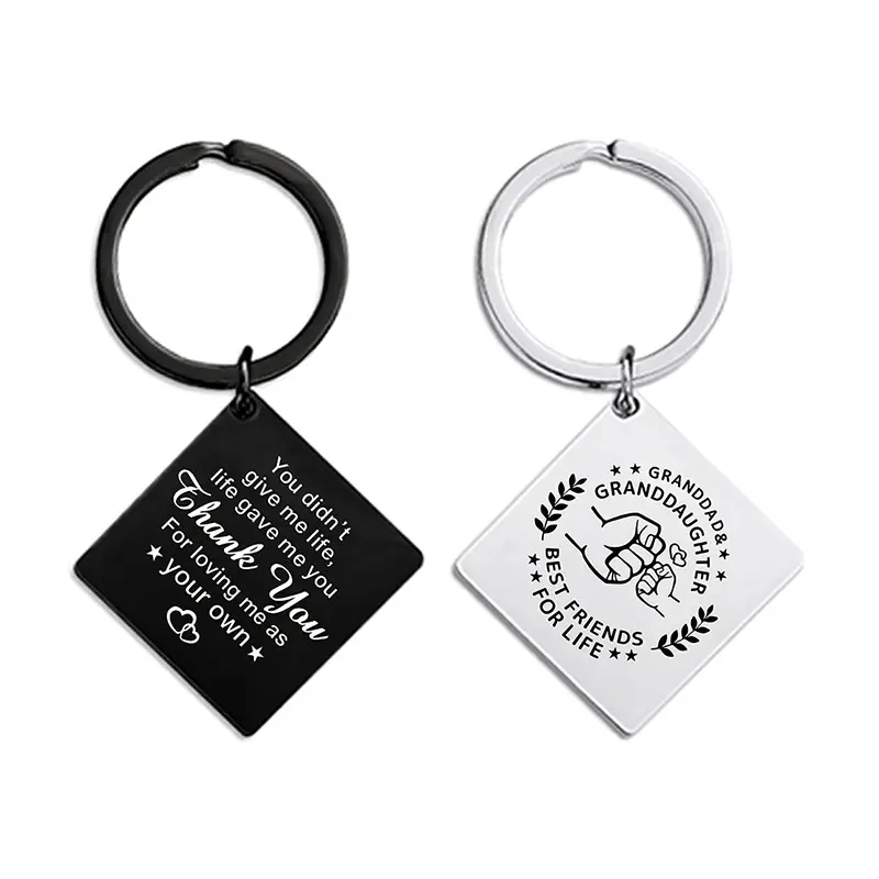 HY Metal key chain square family affection memorial holiday gift metal lettering