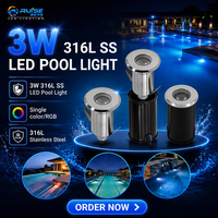 Spot LED 12 volts 3W en acier inoxydable IP68 étanche blanc chaud à intensité variable pour piscines et fontaines