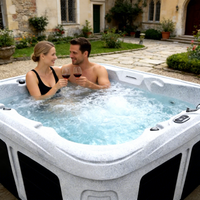 Spa Bestview SUNSPA Roto Mould avec 2 chaises longues et 3 sièges, spa moderne autoportant et portable, 28 jets, garantie de 5 ans